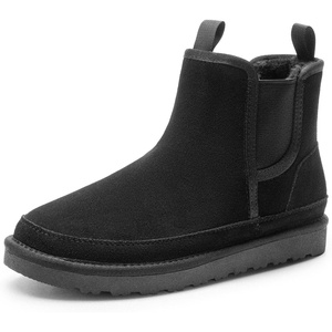 Bruno Marc Men’s FuzzyGo Winter Chelsea Boots | Rugged Suede Leather Cold Weather Warm Outdoor Boots(Black)