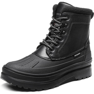 Bruno Marc Men’s Insulated Waterproof Snow Boots | 200g insulation retains heat to -25°F; sealed build keeps feet dry; rubber outsole boosts grip; durable upper resists wear(Black)
