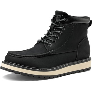 Bruno Marc Men’s Moc Toe Boot Fashion Comfort | Warm Faux Fur Lining, EVA Midsole, Durable Traction Rubber Outsole, Insulated Winter Casual Boots for Daily Outdoor Wear(Black)