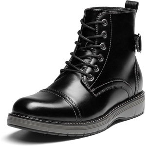 Bruno Marc Men’s Motorcycle Combat Boots Lace-Up Casual Dress Biker Boot(All Black)