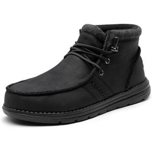 Bruno Marc Men’s Slip-on Shoes Loafers Winter Boots | Comfortable Velvet Lined Warm Casual Home Daily Travel Journey Indoor Outdoor(Black)