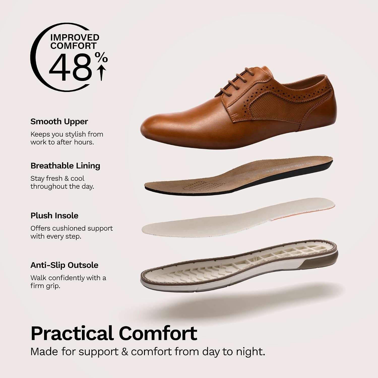 image:imageBruno Marc Mens Casual Dress Sneaker Oxford ShoesBrown