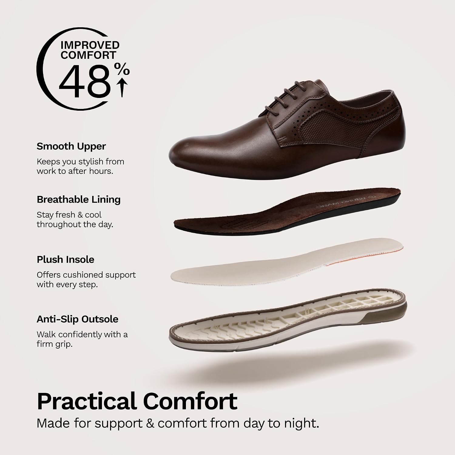 image:imageBruno Marc Mens Casual Dress Sneaker Oxford ShoesDark Brown