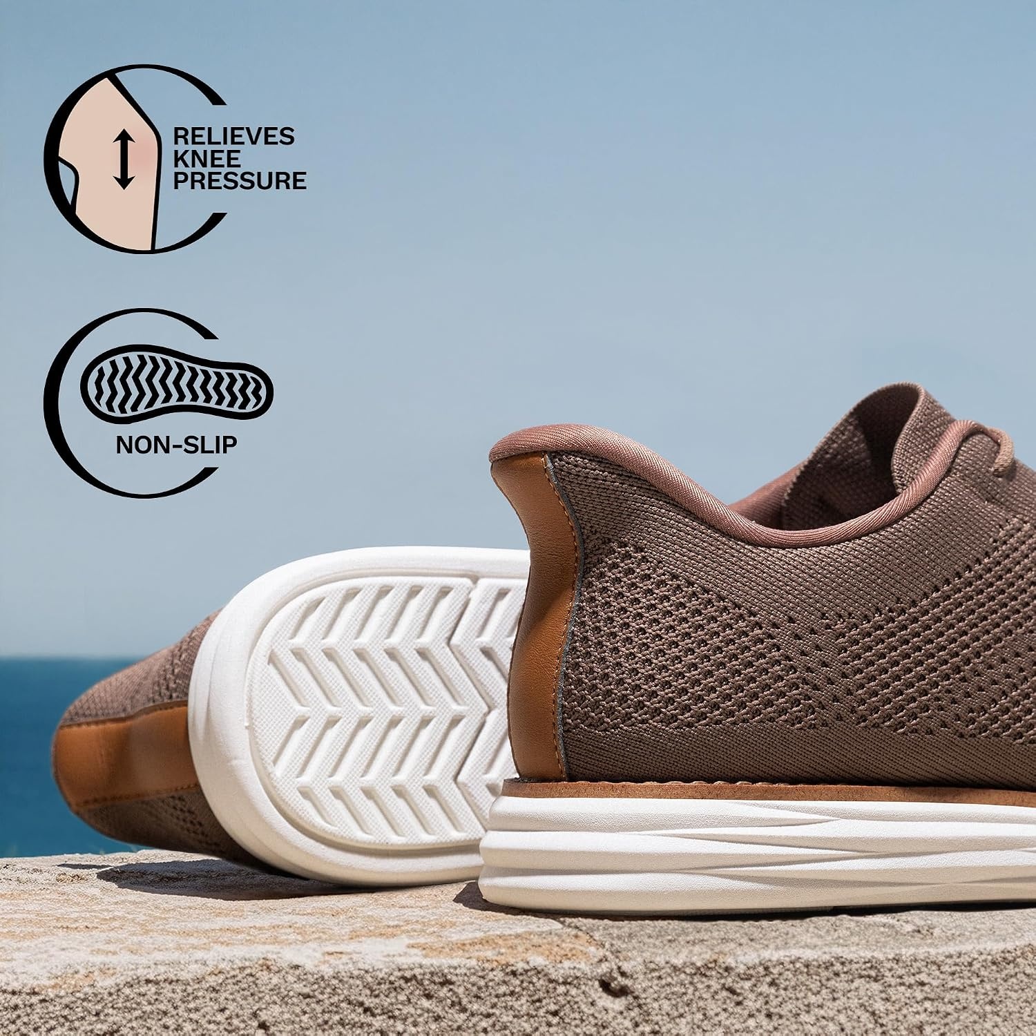 image:imageBruno Marc Mens Hands Free Casual Mesh Sneaker ShoesLight Brown