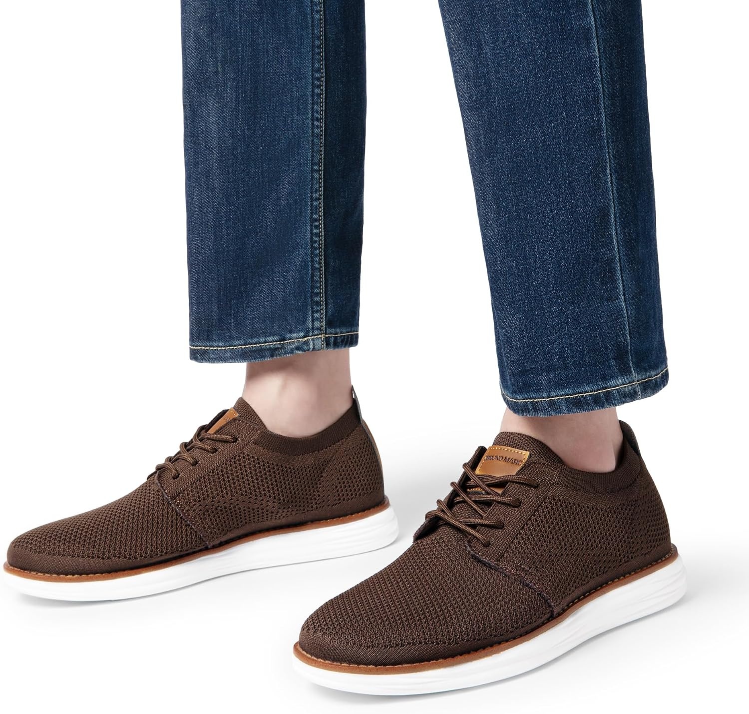 image:imageBruno Marc Mens KnitFlex Breeze Casual Dress SneakersBrown