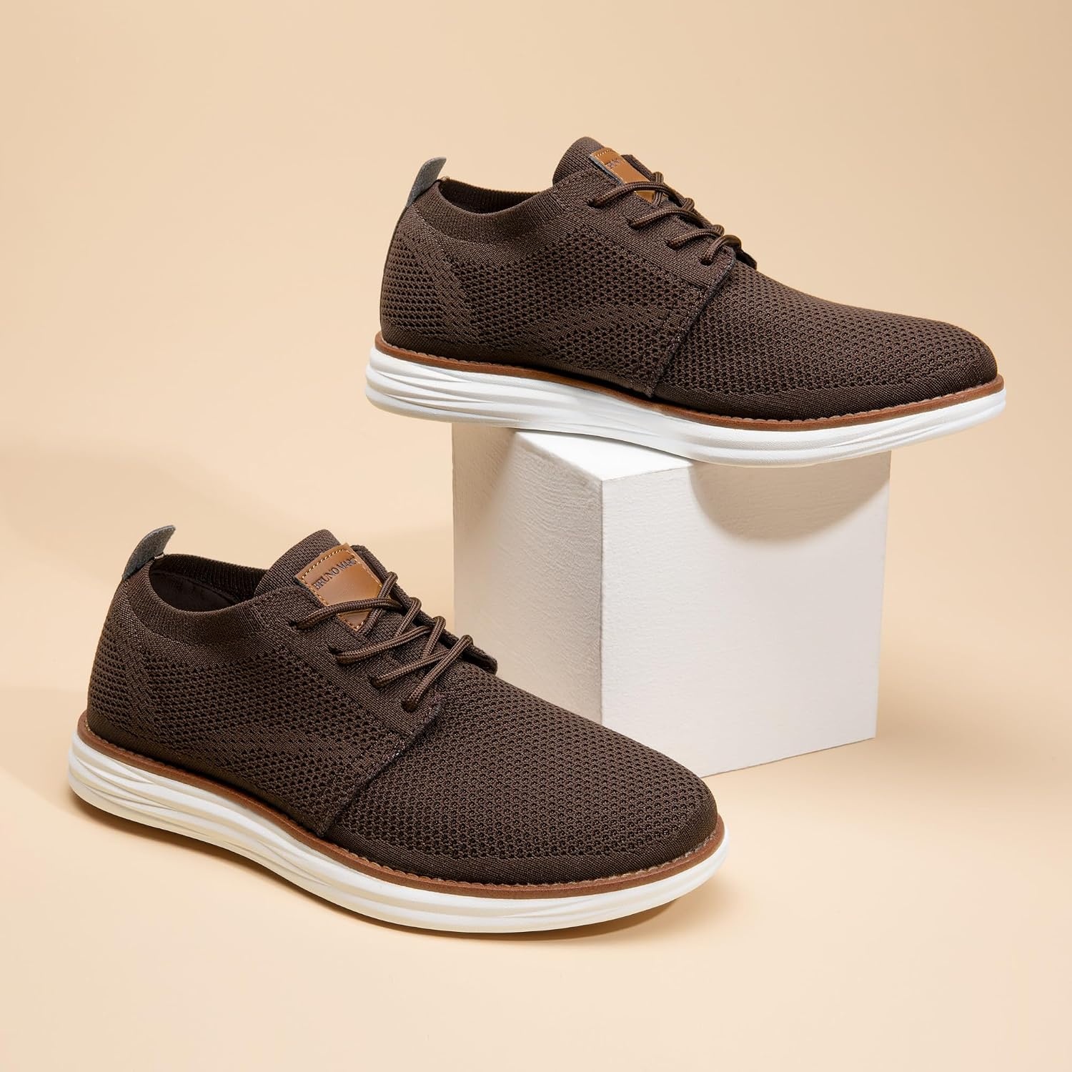 image:imageBruno Marc Mens KnitFlex Breeze Casual Dress SneakersBrown