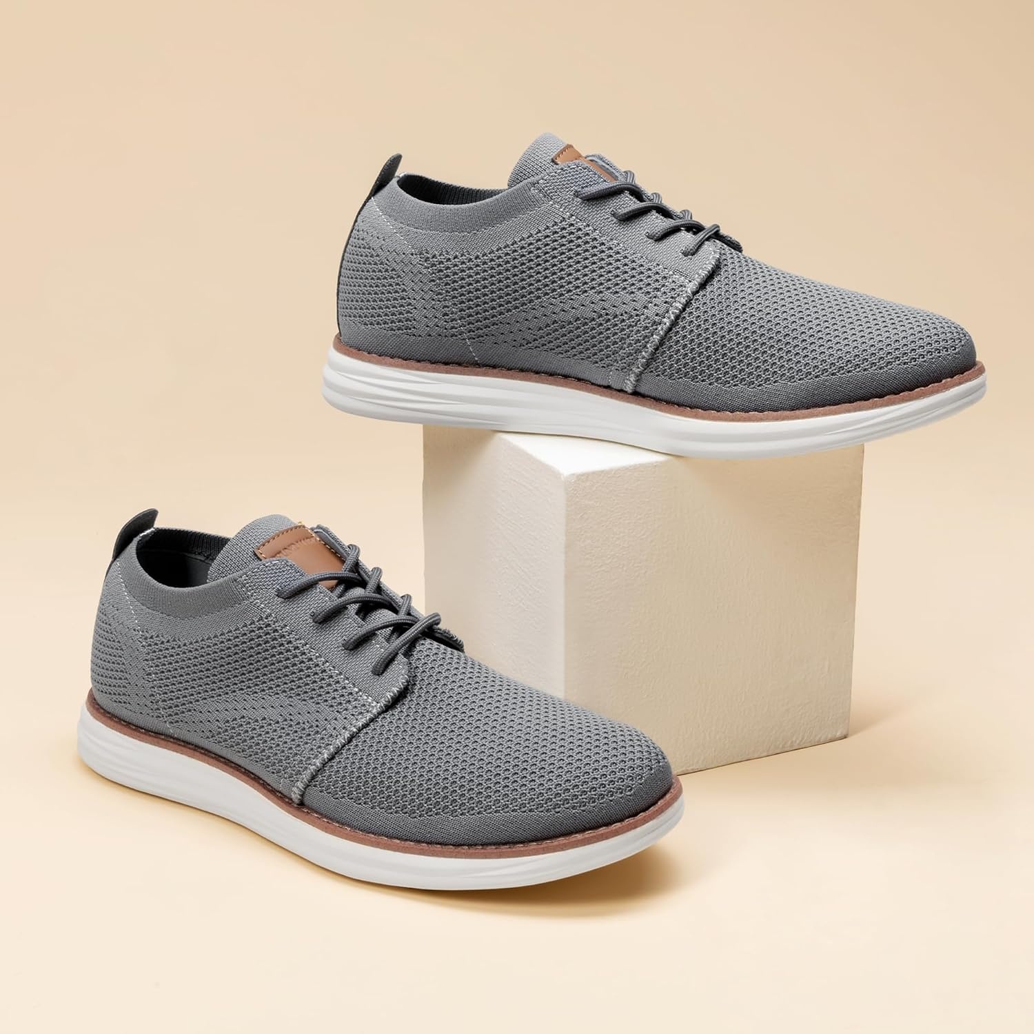 image:imageBruno Marc Mens KnitFlex Breeze Casual Dress SneakersDark Grey