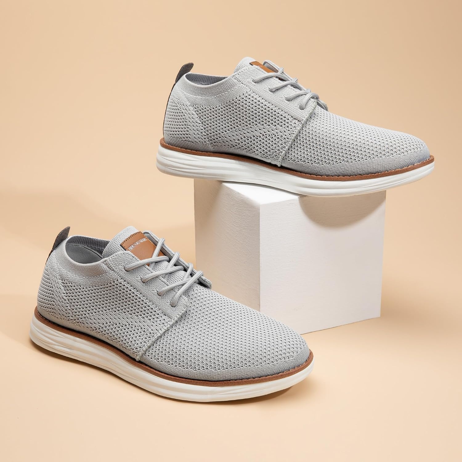 image:imageBruno Marc Mens KnitFlex Breeze Casual Dress SneakersGrey