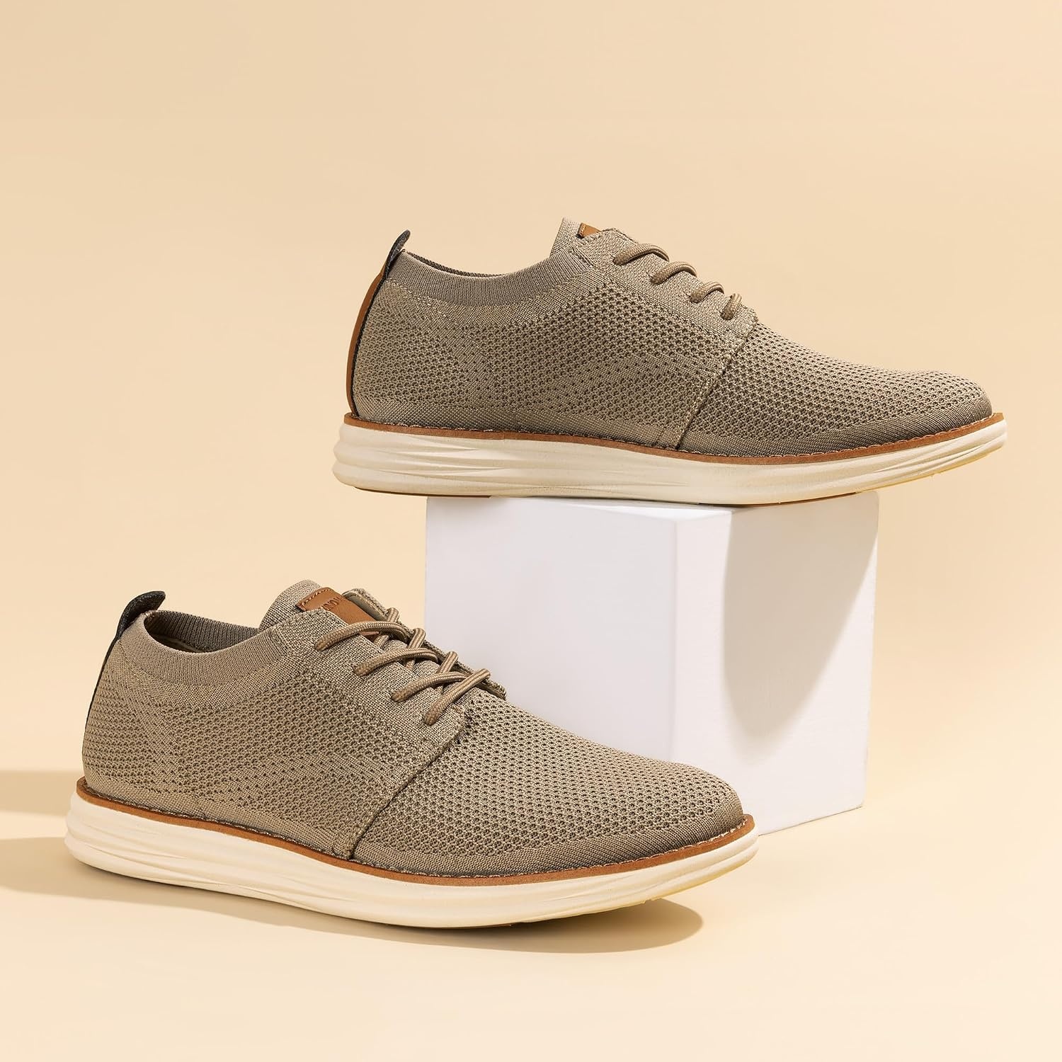 image:imageBruno Marc Mens KnitFlex Breeze Casual Dress SneakersKhaki