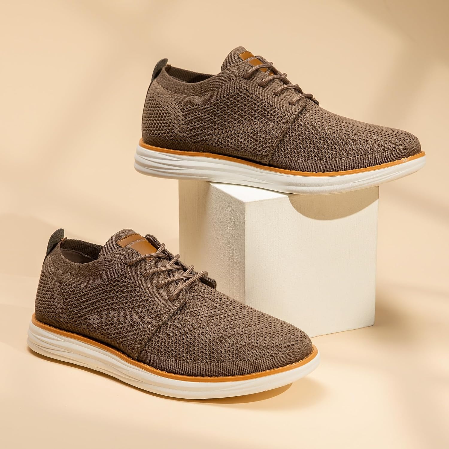 image:imageBruno Marc Mens KnitFlex Breeze Casual Dress SneakersLightBrown