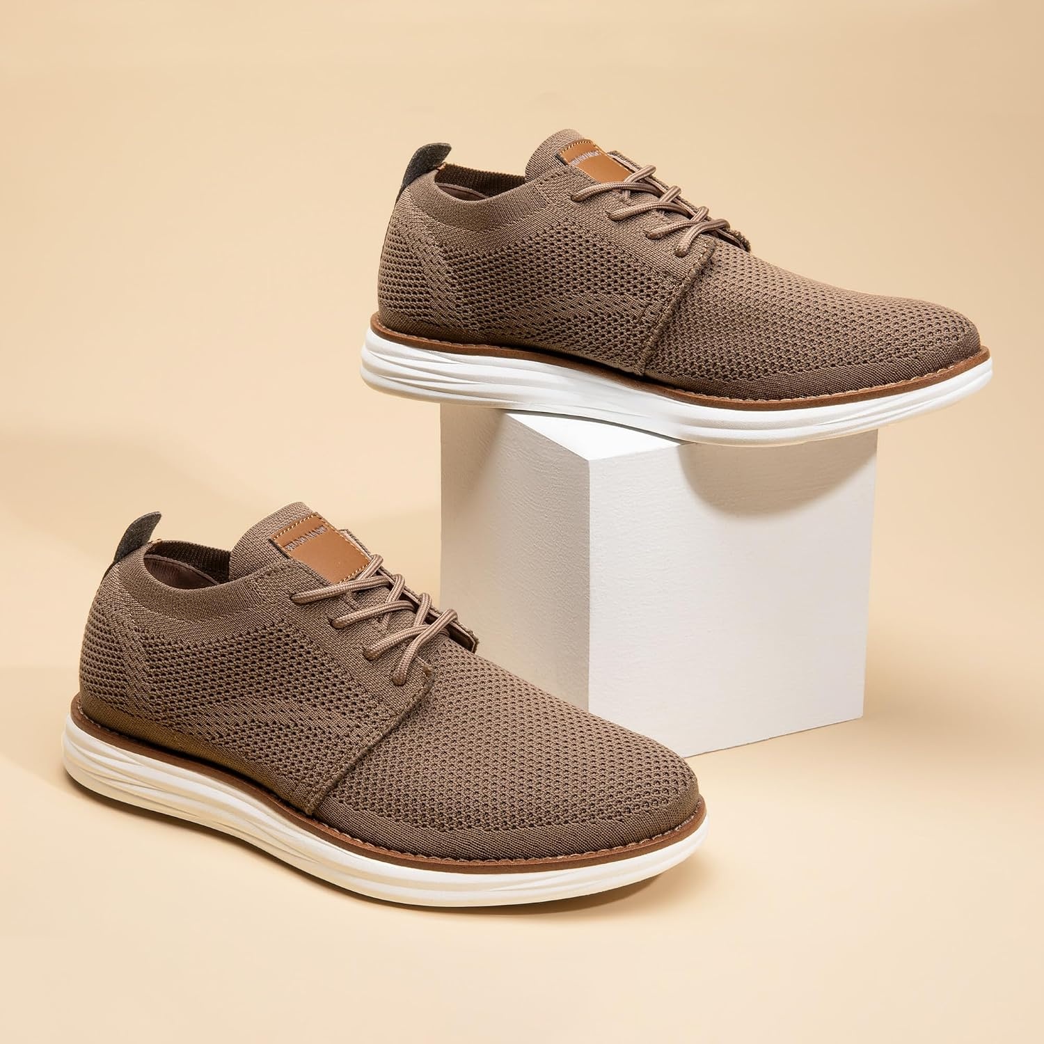 image:imageBruno Marc Mens KnitFlex Breeze Casual Dress SneakersLightBrown
