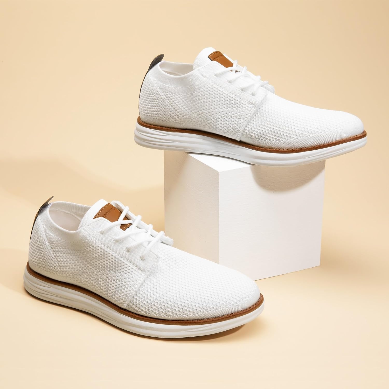 image:imageBruno Marc Mens KnitFlex Breeze Casual Dress SneakersWhite