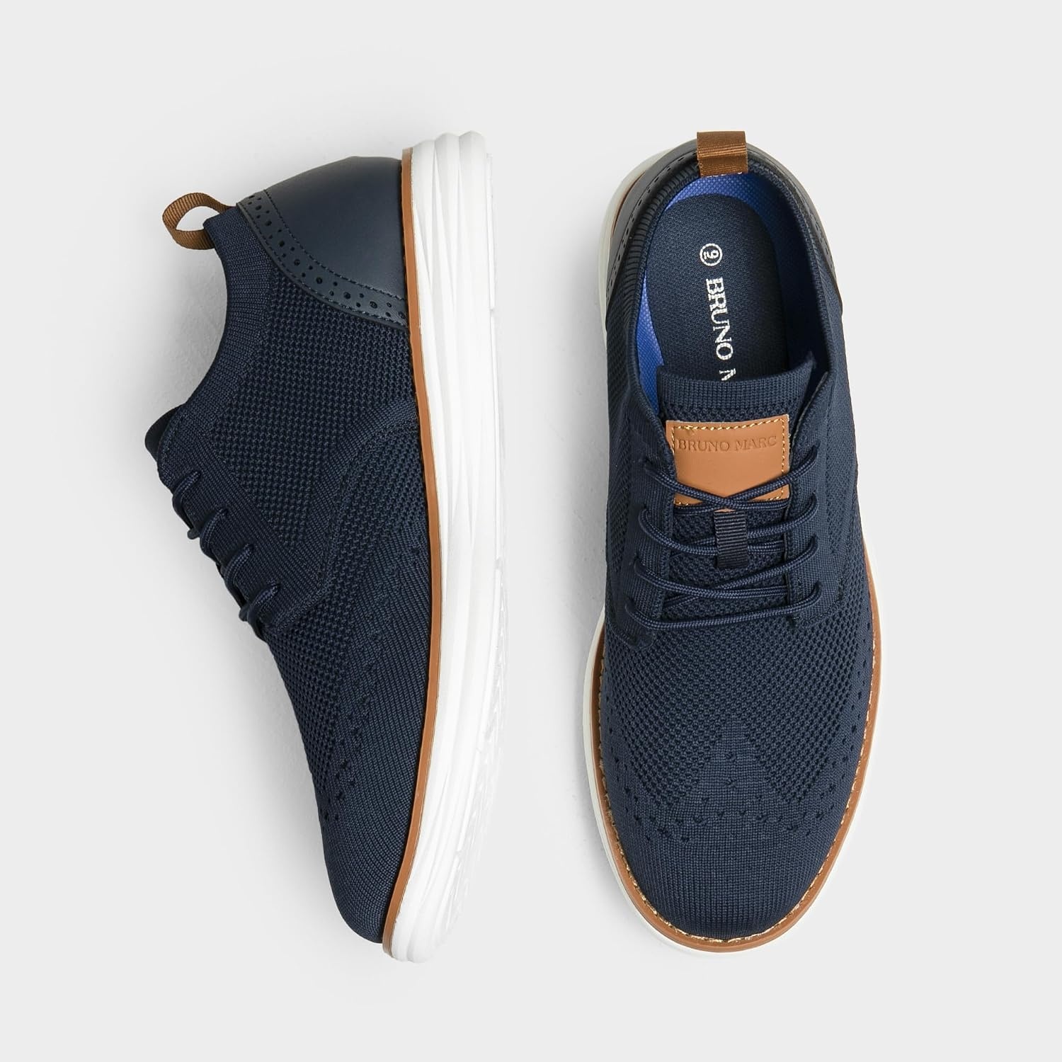 image:imageBruno Marc Mens KnitFlex Craft Mesh Oxfords Sneakers6navy