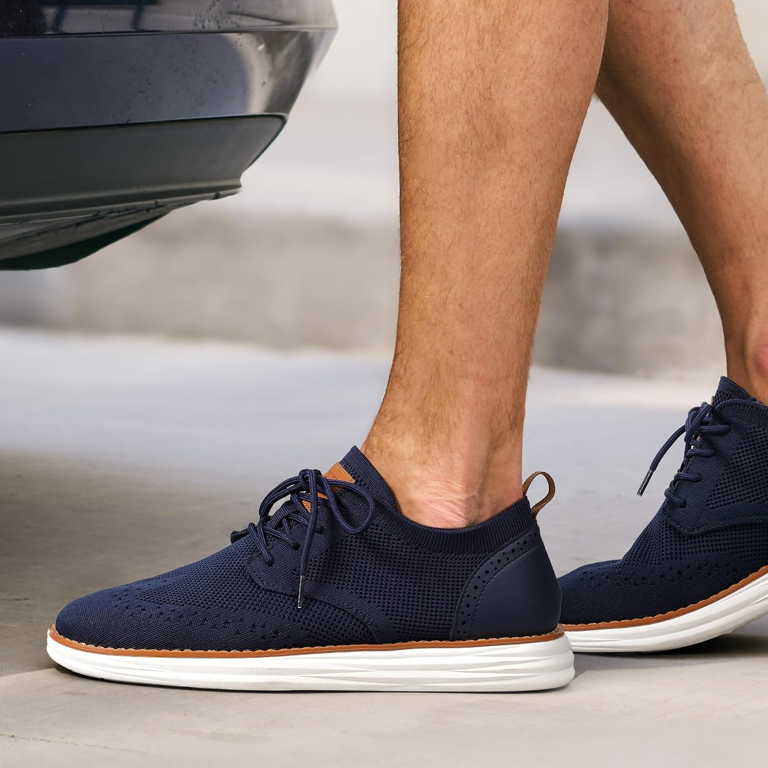 image:imageBruno Marc Mens KnitFlex Craft Mesh Oxfords Sneakers6navy