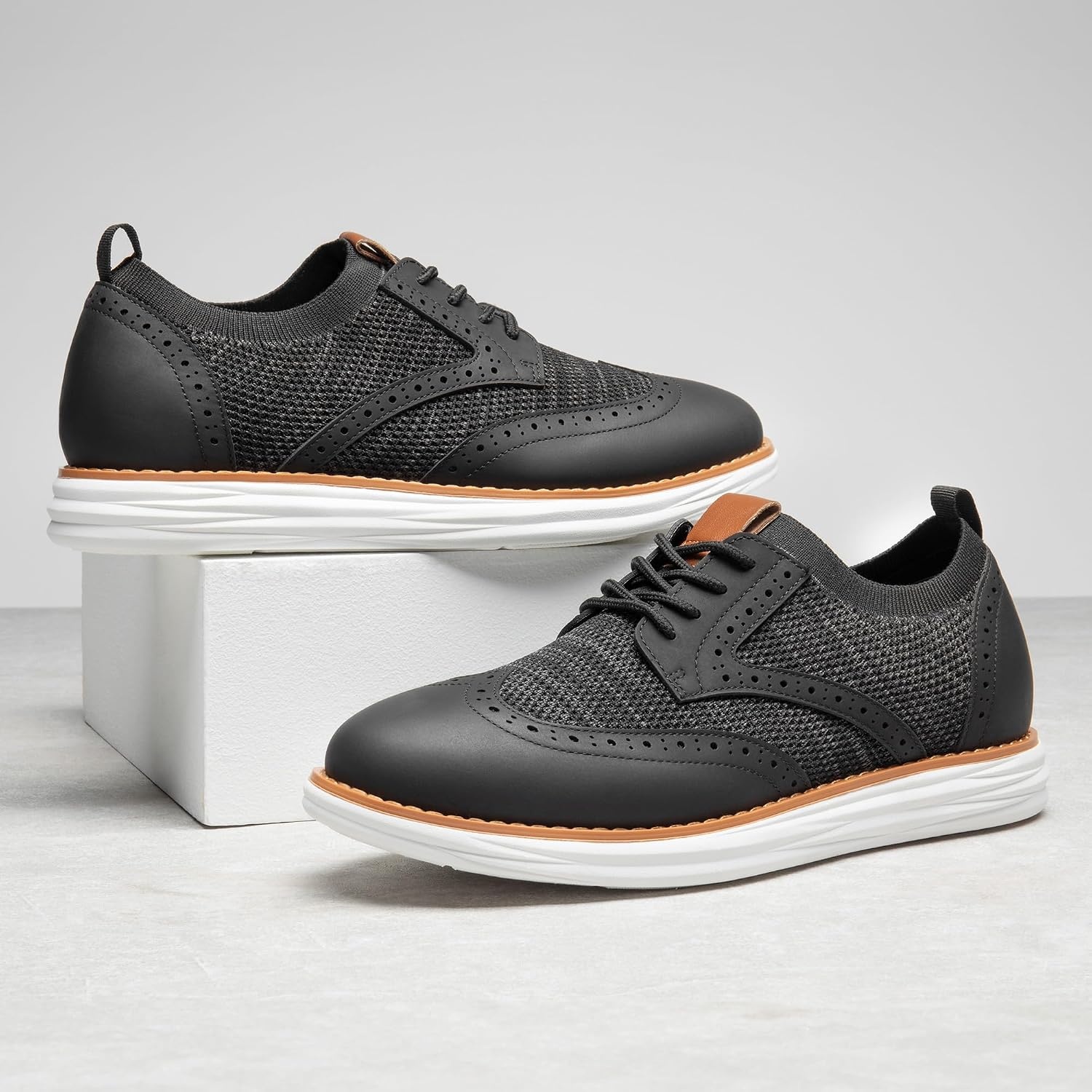 image:imageBruno Marc Mens KnitFlex Craft Mesh Oxfords Sneakers8black