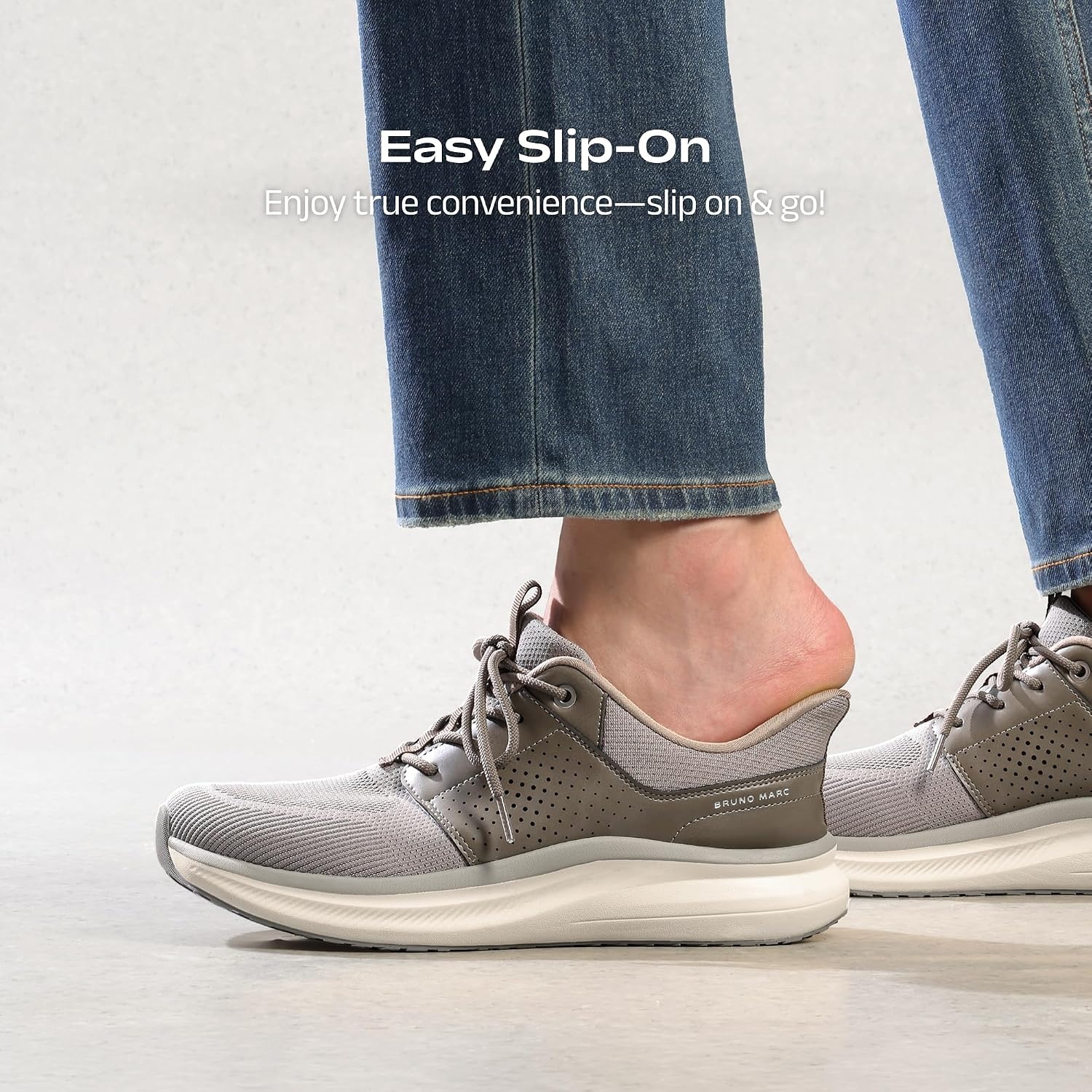 image:imageBruno Marc Mens Slipon Casual Dress SneakersGrey