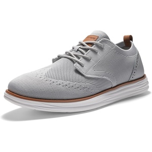 Bruno Marc Men’s KnitFlex Craft Mesh Oxfords Sneakers(6-grey)
