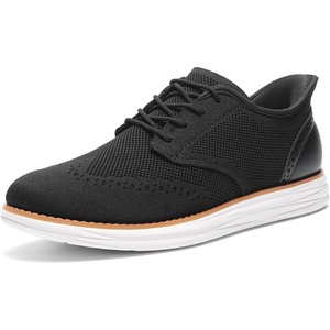Bruno Marc Men’s KnitFlex Craft Mesh Oxfords Sneakers(Black-hands Free)