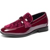Bruno Marc Boy’s Dress Shoes Tuxedo Loafers(Dark Red)