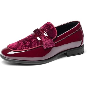 Bruno Marc Boy’s Dress Shoes Tuxedo Loafers(Dark Red)