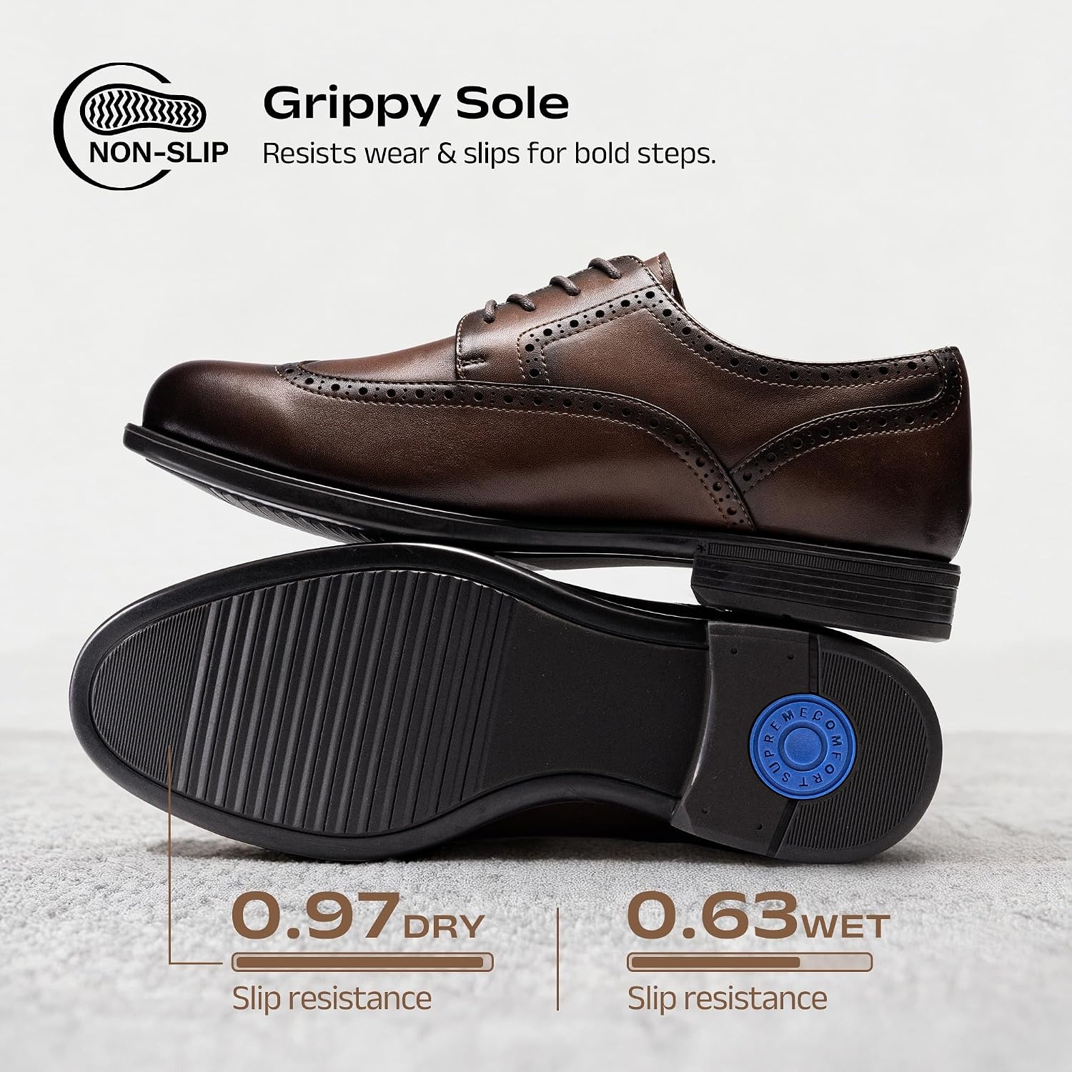 image:imageBruno Marc Mens Brogue Wingtip Oxfords Leather Dress ShoesBrown