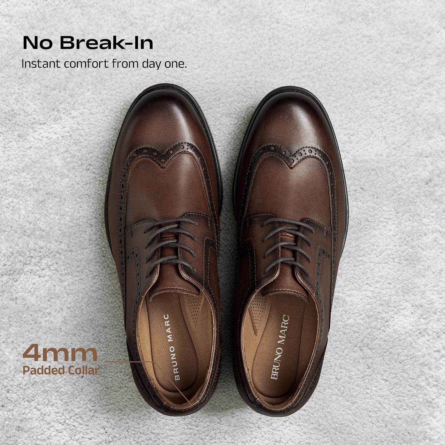image:imageBruno Marc Mens Brogue Wingtip Oxfords Leather Dress ShoesBrown