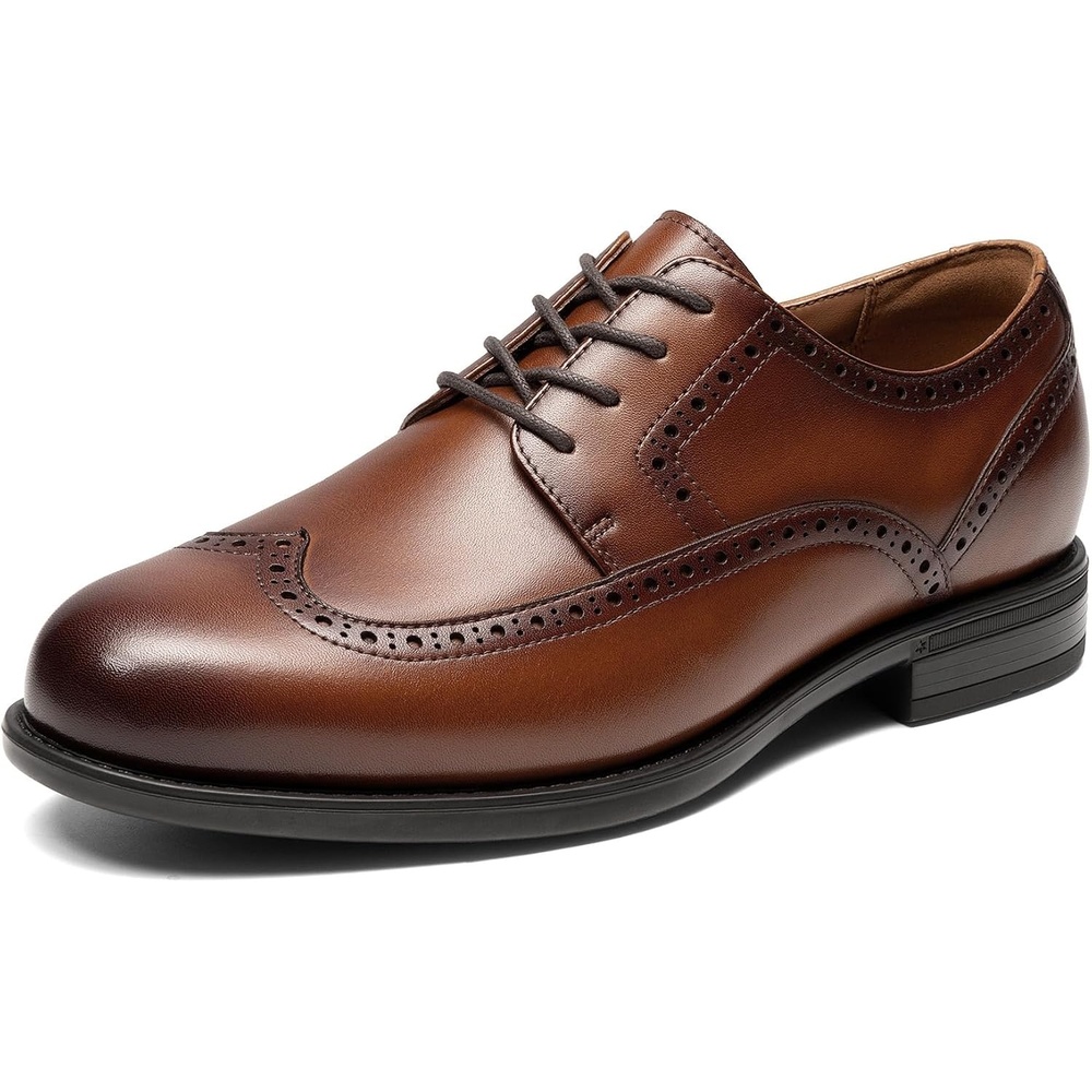 image:imageBruno Marc Mens Brogue Wingtip Oxfords Leather Dress ShoesLight Brown