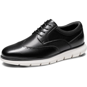 Bruno Marc Men’s Leather Dress Sneakers(Black)