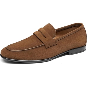 Bruno Marc Men’s Penny Loafers Leather Suede Dress Shoes(Tan)