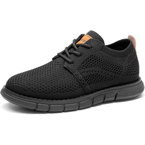 Bruno Marc Boy’s Mesh Dress Sneakers Oxfords(All Black)