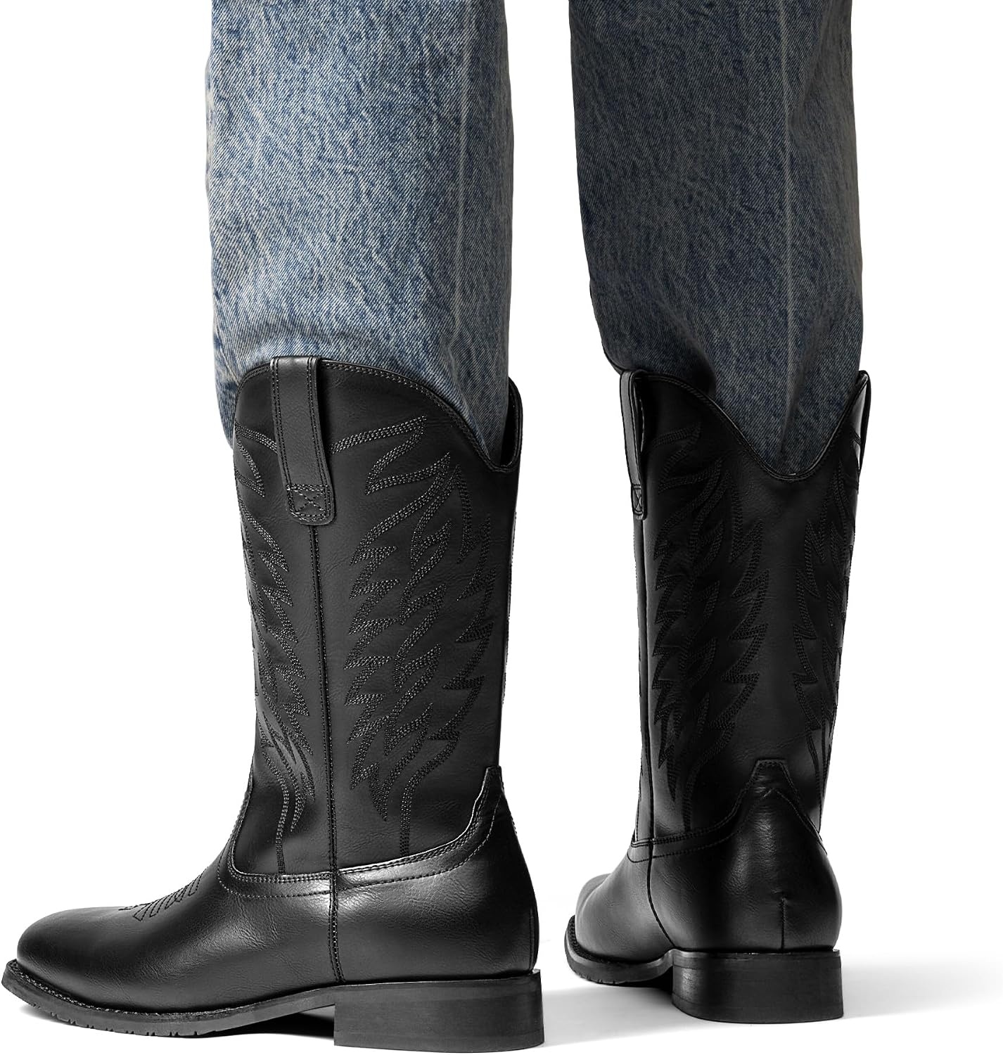 image:imageBruno Marc Cowboy Boots for Men Slip on Western Boots with Chic Embroidered Durable Short Retro Country Square Toe BootAll Black
