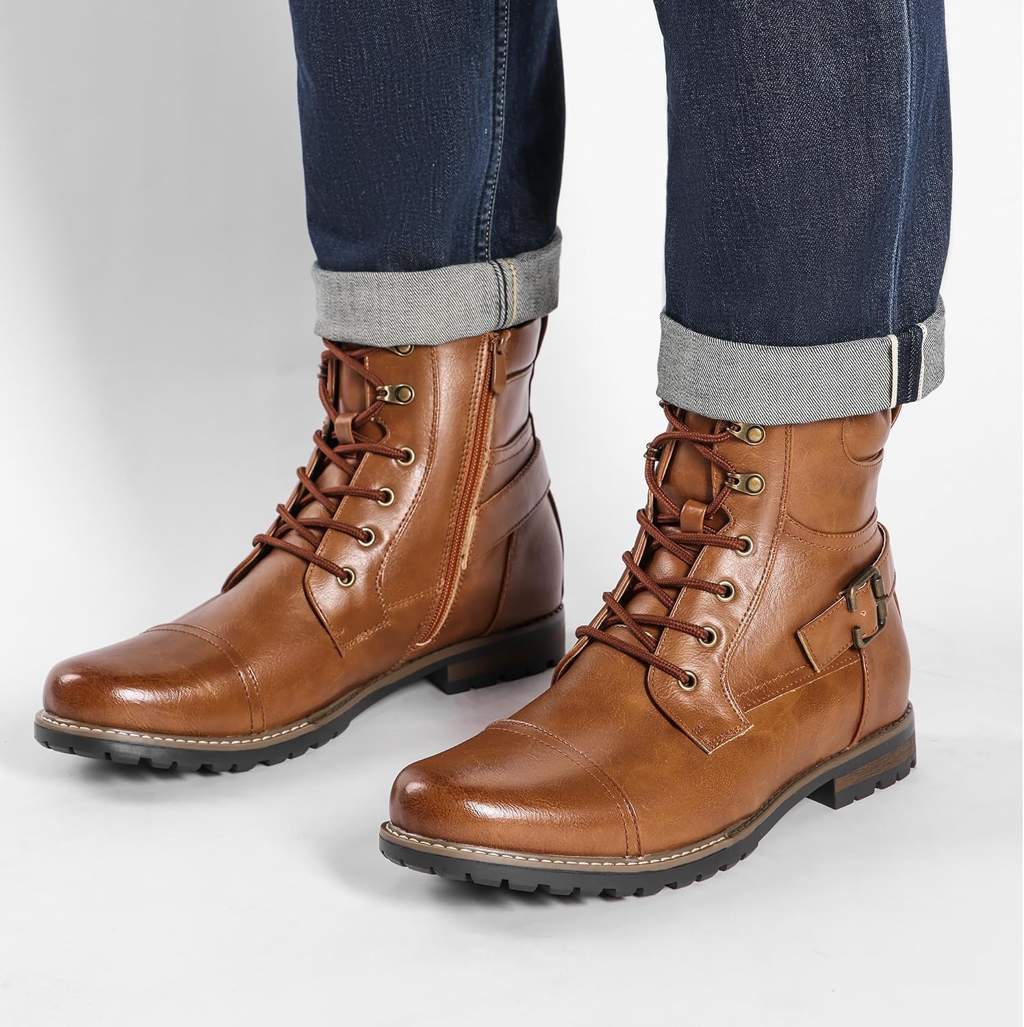 image:imageBruno Marc Mens Motorcycle Combat BootsBrown
