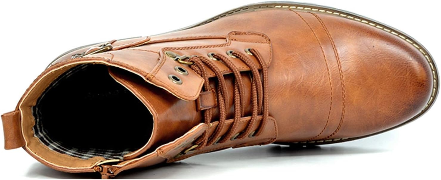 image:imageBruno Marc Mens Motorcycle Combat BootsPu Brown