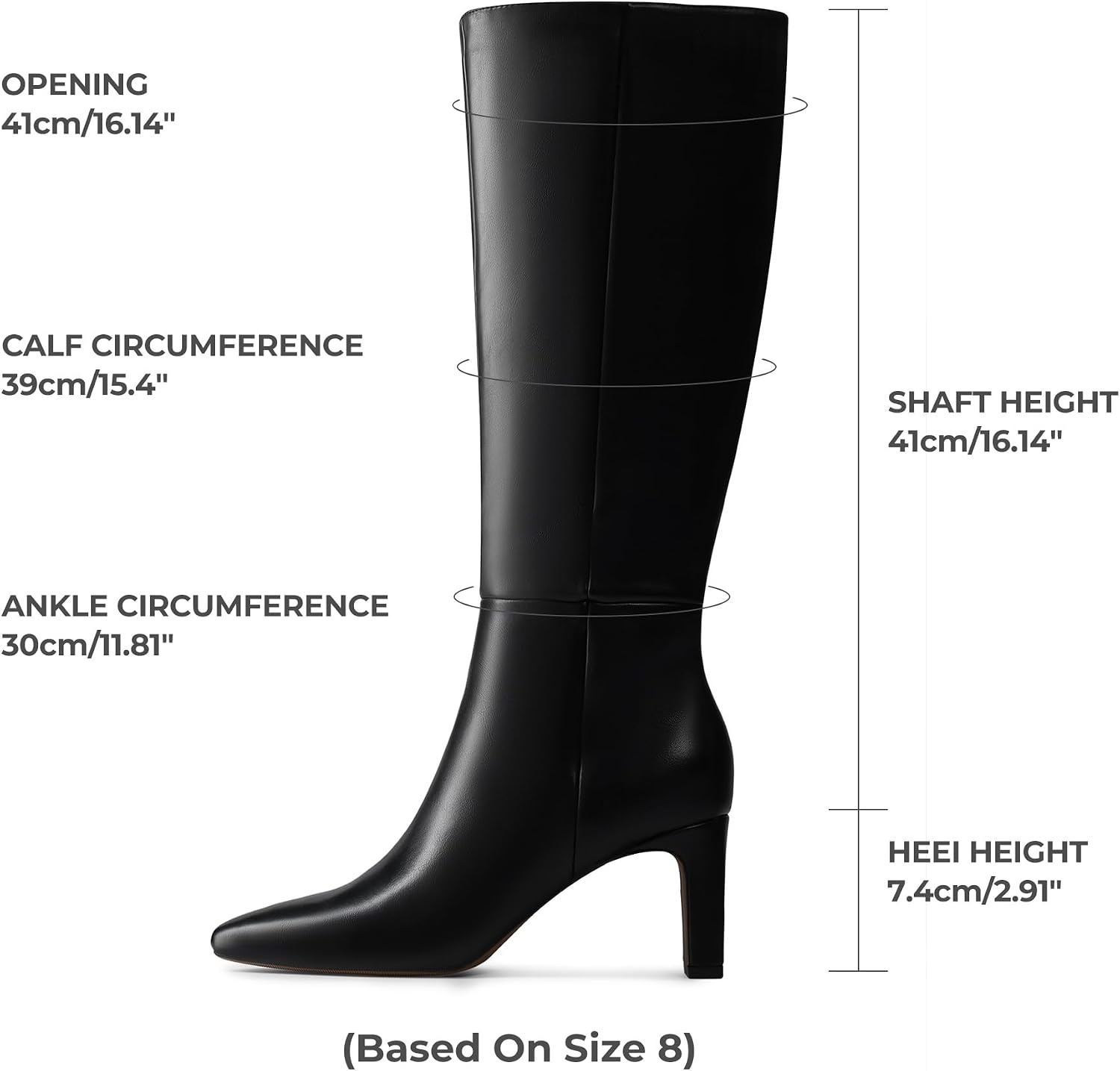 image:imageDREAM PAIRS Chunky Heel Knee High Faux Leather BootsBlackpu
