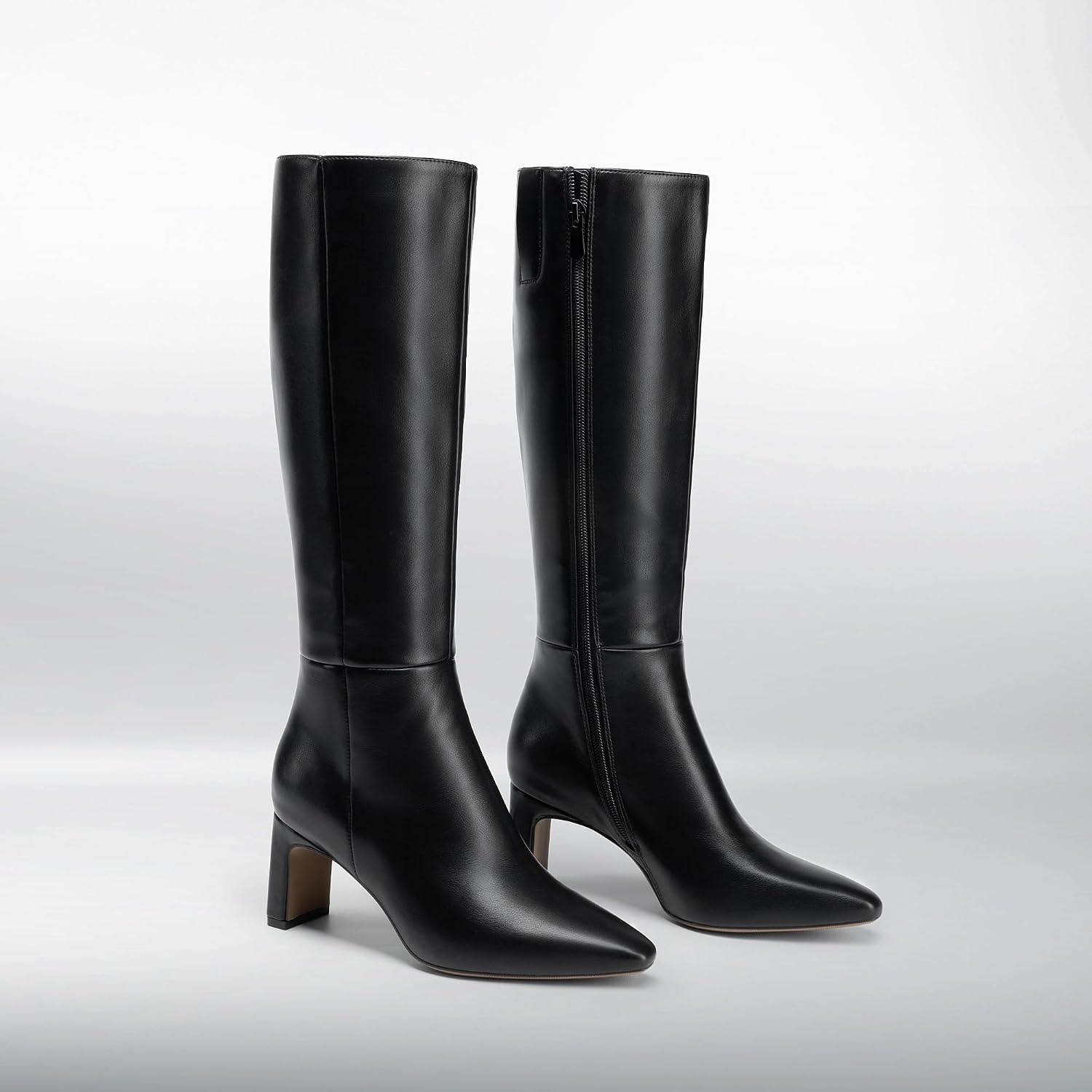 image:imageDREAM PAIRS Chunky Heel Knee High Faux Leather BootsBlackpu