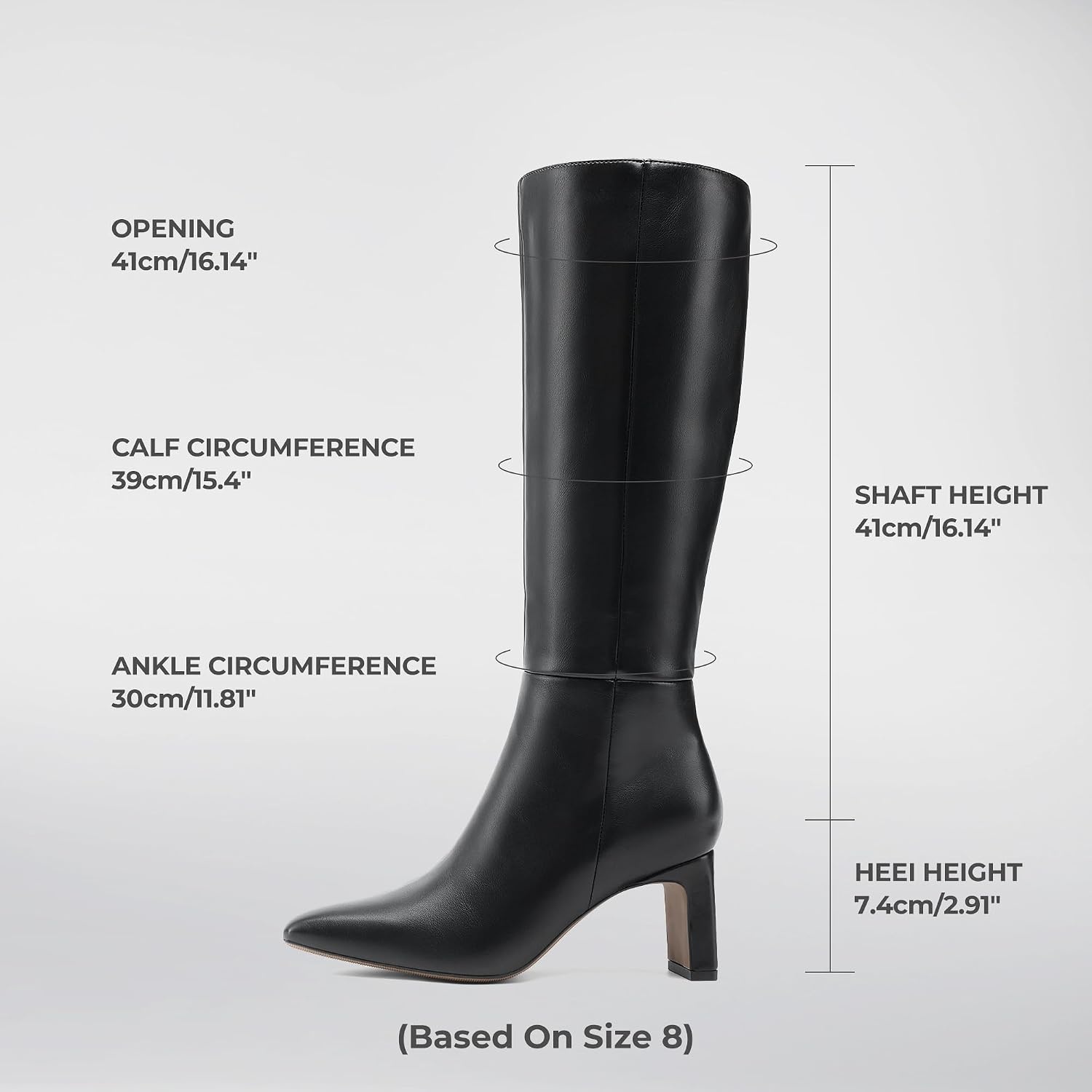 image:imageDREAM PAIRS Chunky Heel Knee High Faux Leather BootsBlackpu