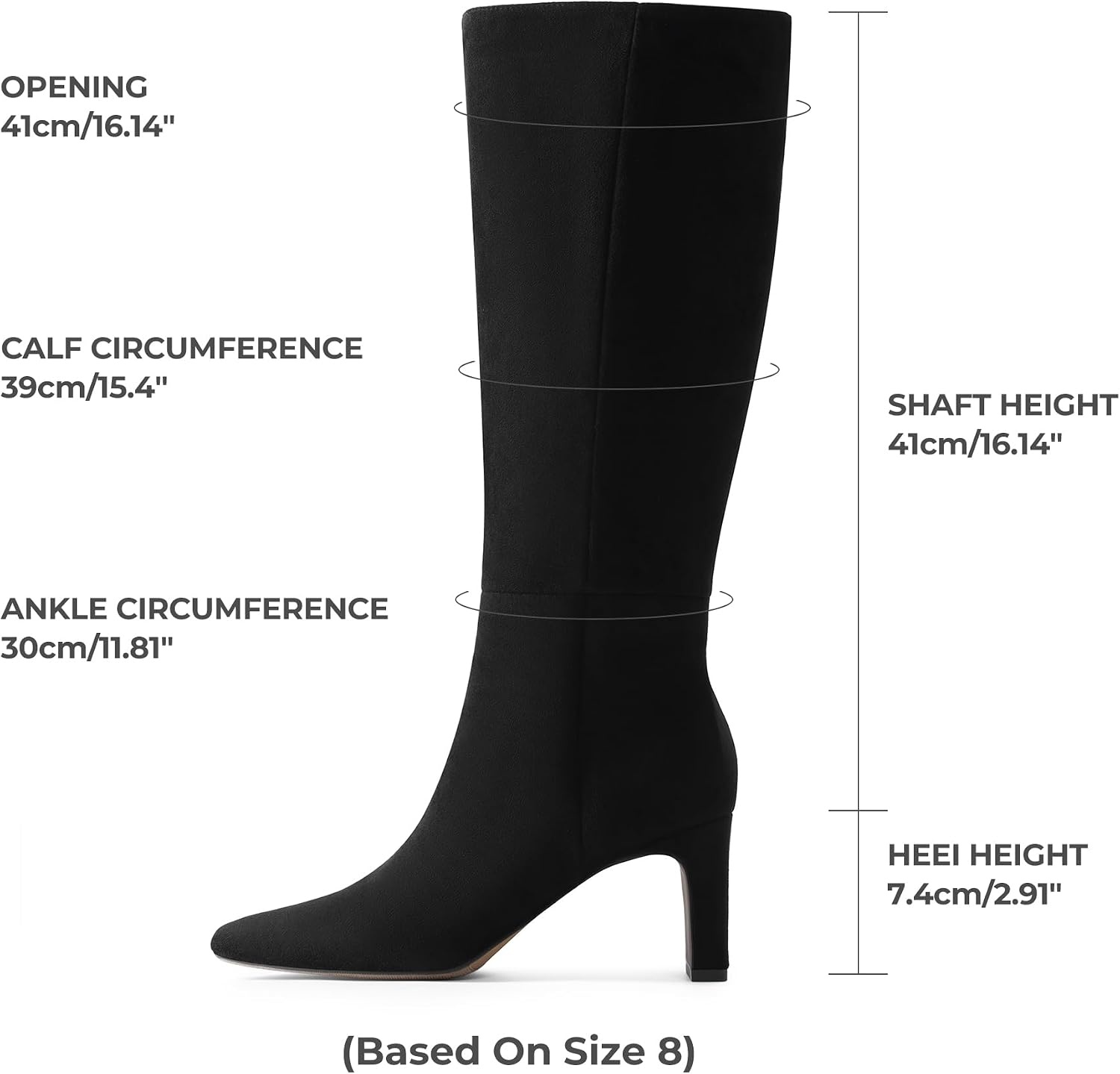 image:imageDREAM PAIRS Chunky Heel Knee High Faux Leather BootsBlacksuede