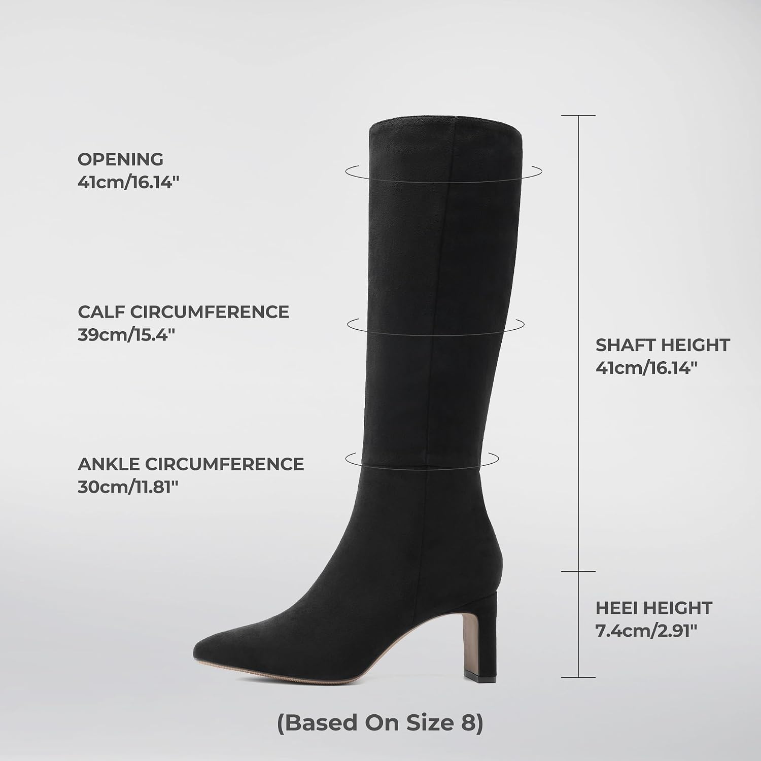 image:imageDREAM PAIRS Chunky Heel Knee High Faux Leather BootsBlacksuede