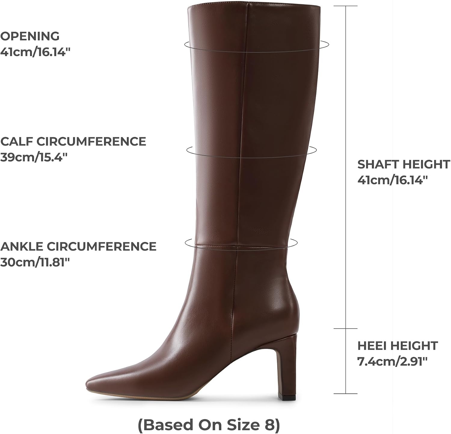 image:imageDREAM PAIRS Chunky Heel Knee High Faux Leather BootsBrownpu