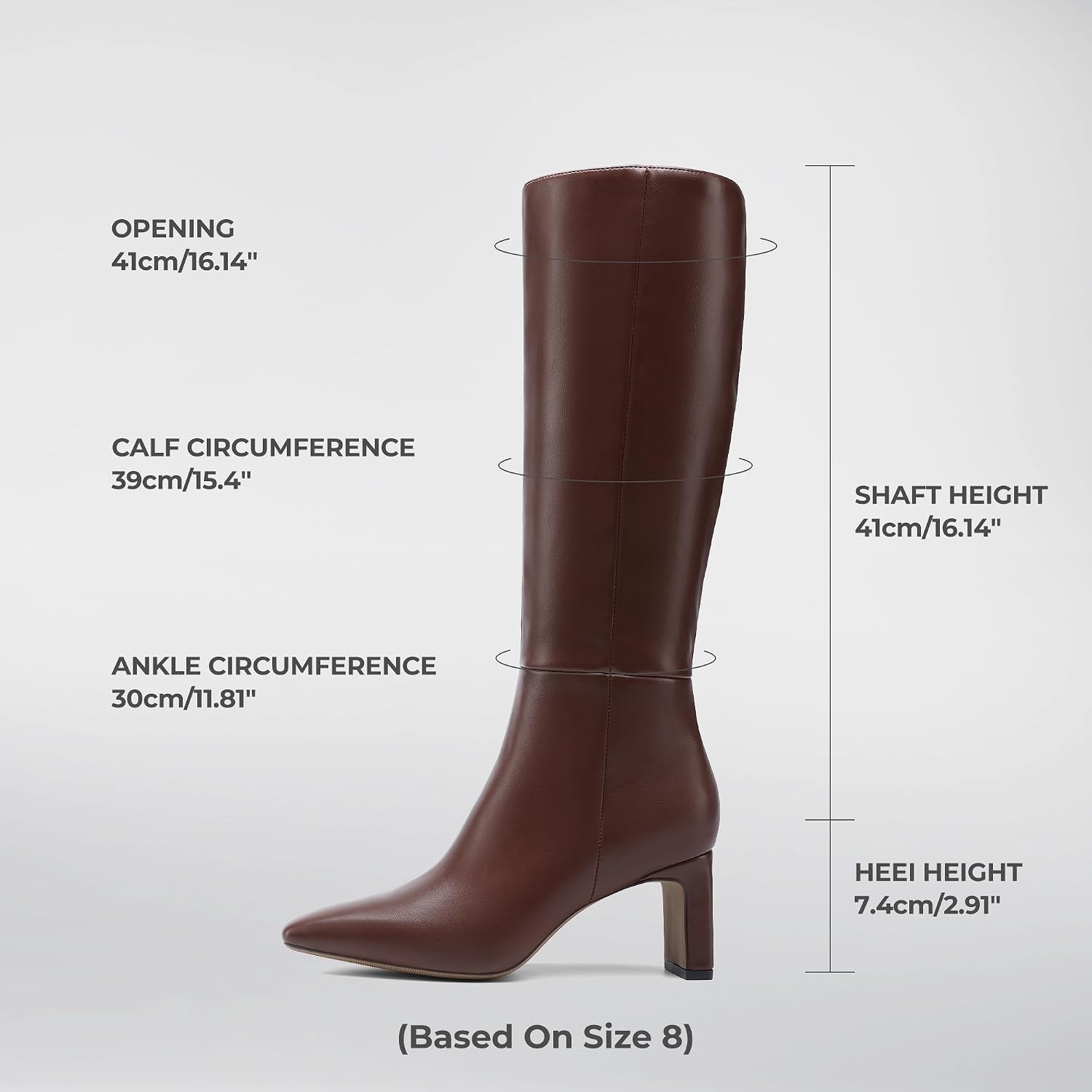 image:imageDREAM PAIRS Chunky Heel Knee High Faux Leather BootsBrownpu