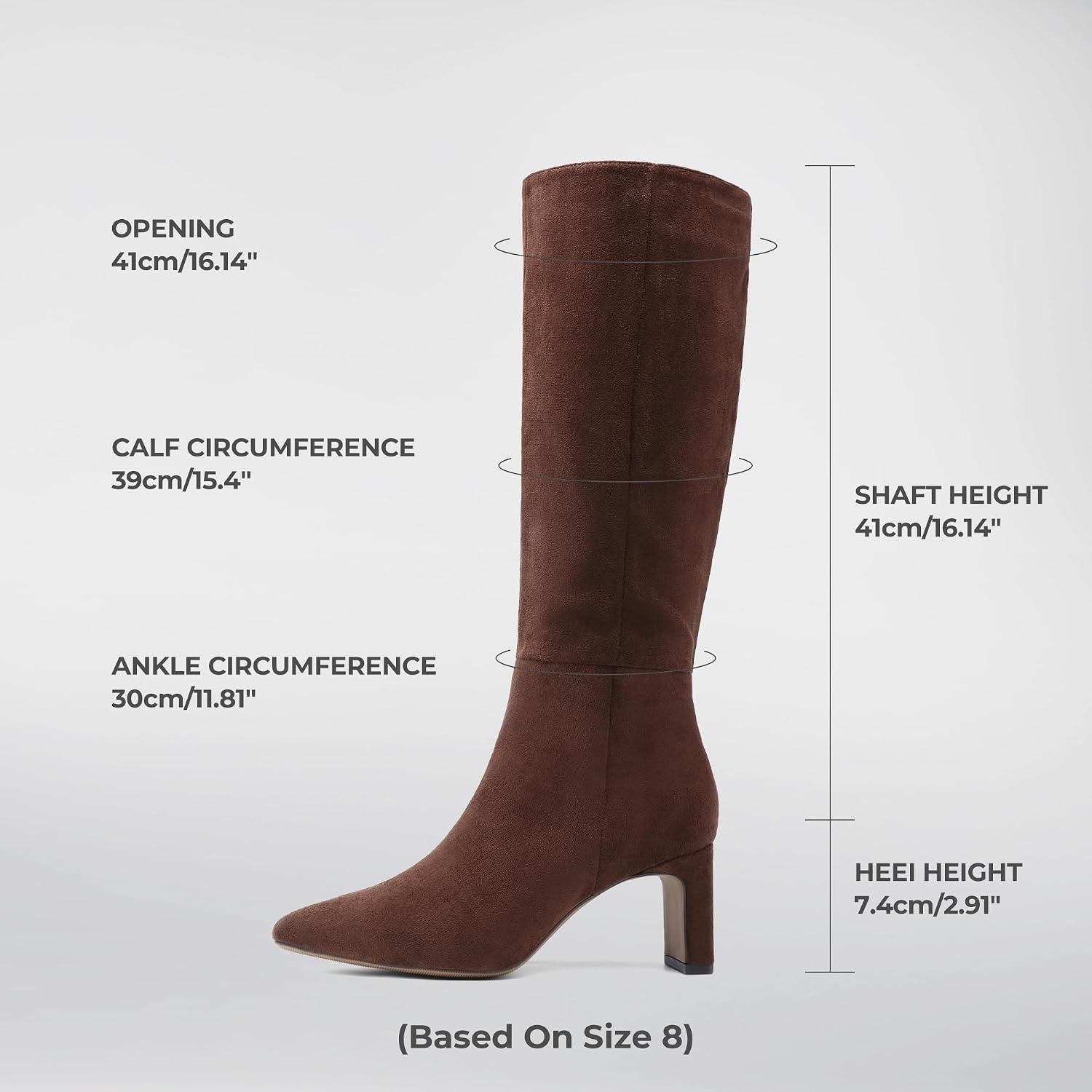 image:imageDREAM PAIRS Chunky Heel Knee High Faux Leather BootsBrownsuede