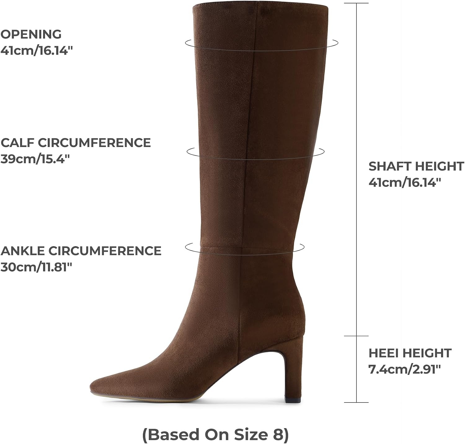 image:imageDREAM PAIRS Chunky Heel Knee High Faux Leather BootsBrownsuede