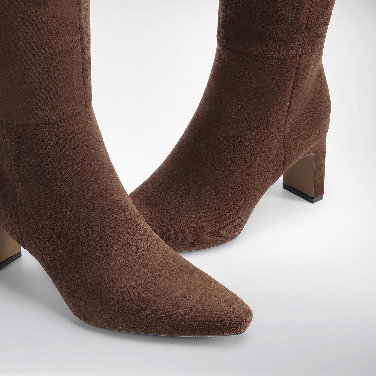 image:imageDREAM PAIRS Chunky Heel Knee High Faux Leather BootsBrownsuede