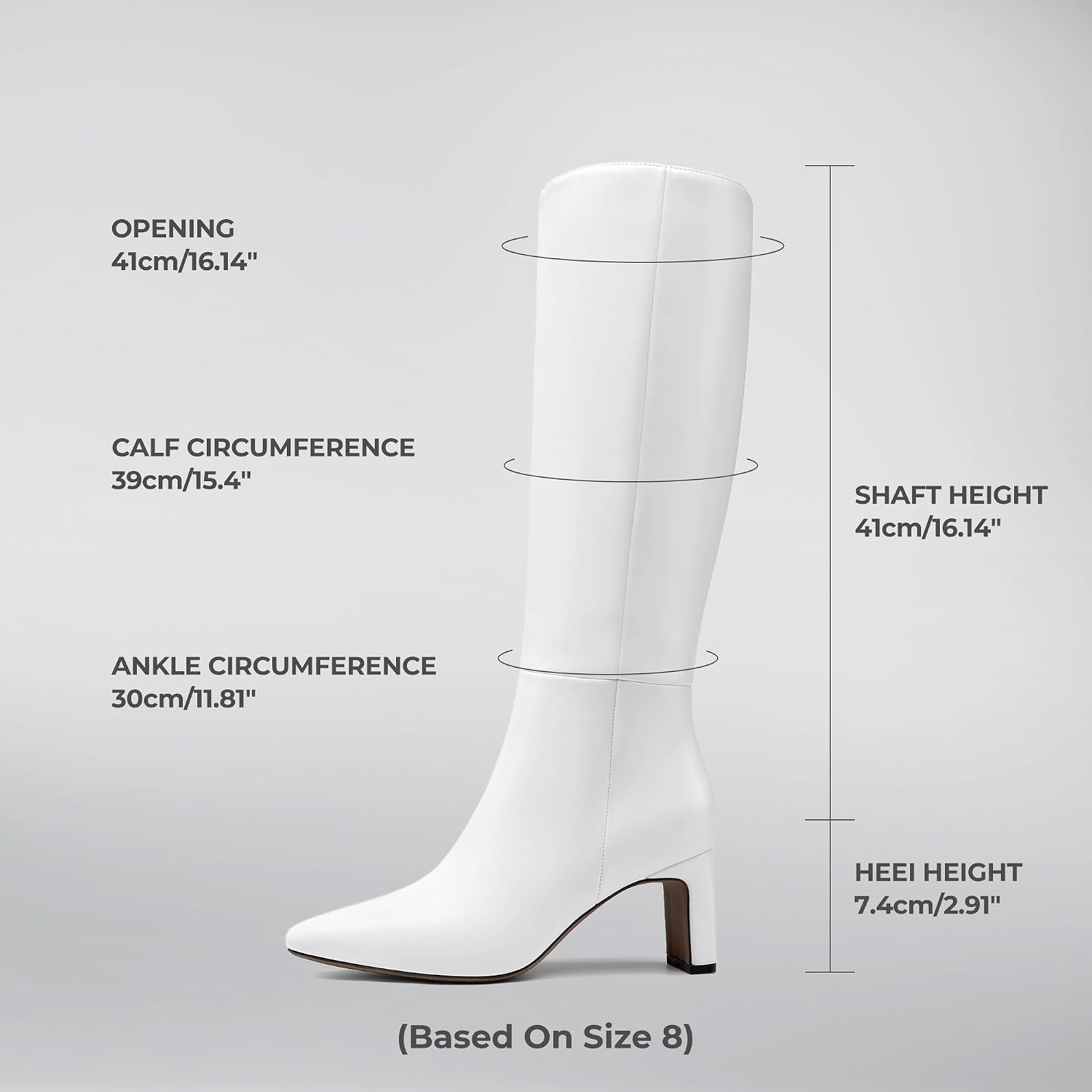 image:imageDREAM PAIRS Chunky Heel Knee High Faux Leather BootsWhite