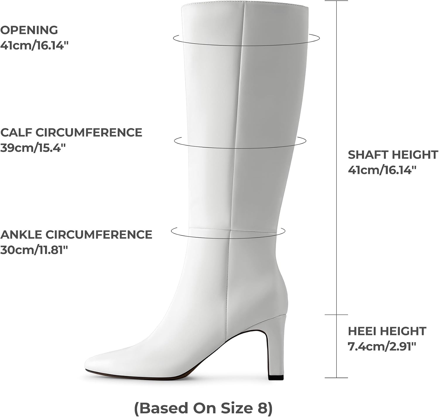 image:imageDREAM PAIRS Chunky Heel Knee High Faux Leather BootsWhite