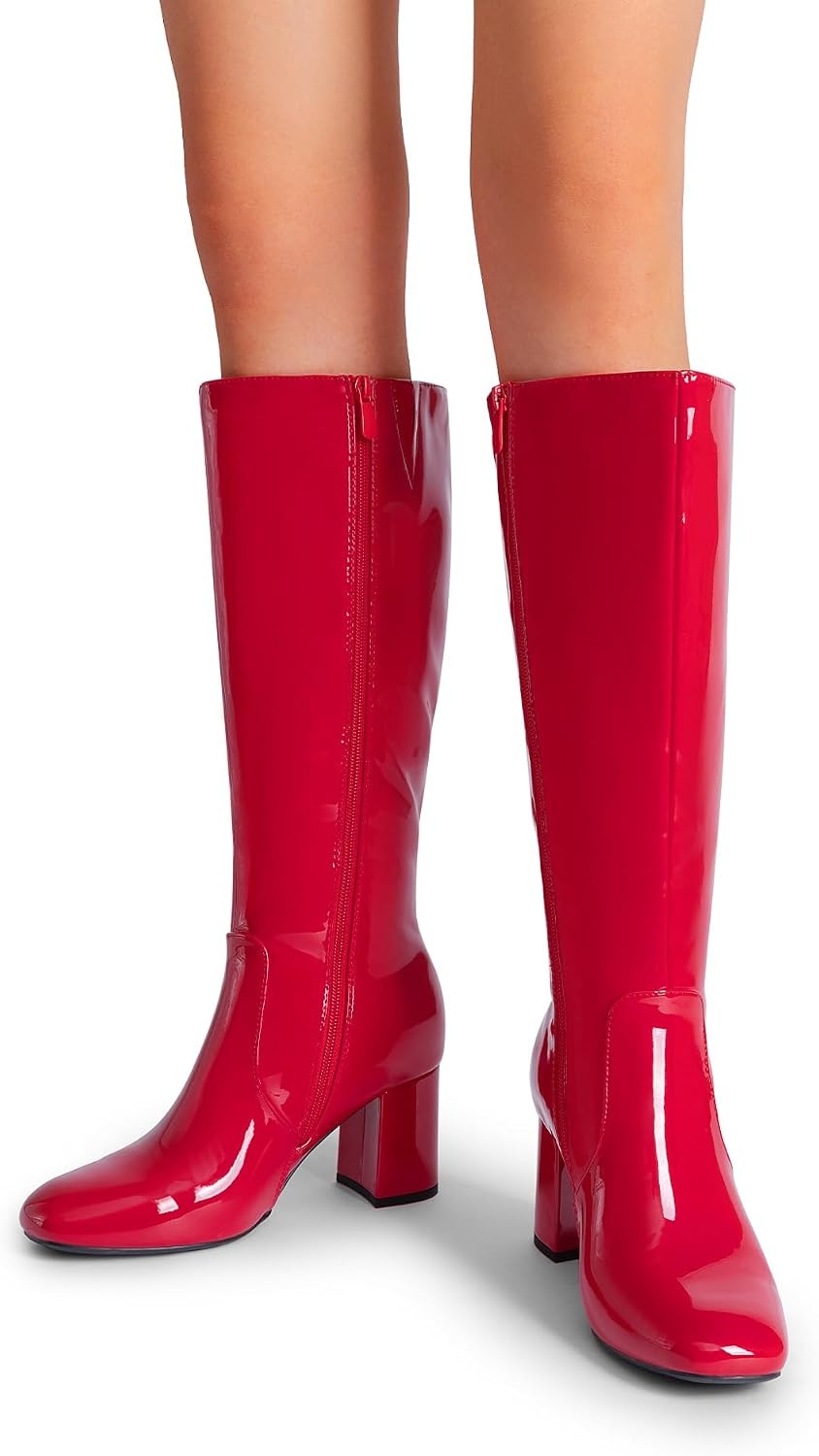 image:imageDREAM PAIRS Womens Gogo Boots Square Toe Knee High BootsRed