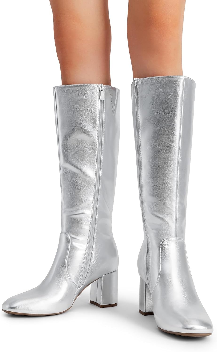 image:imageDREAM PAIRS Womens Gogo Boots Square Toe Knee High BootsSilver