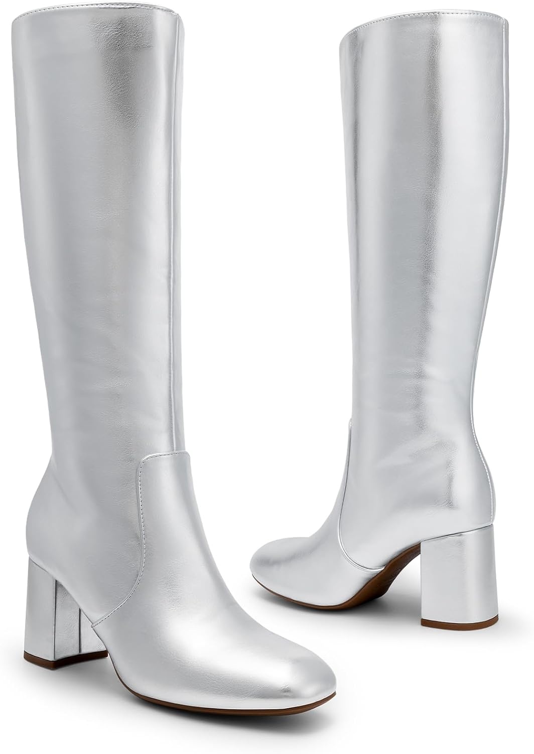 image:imageDREAM PAIRS Womens Gogo Boots Square Toe Knee High BootsSilver