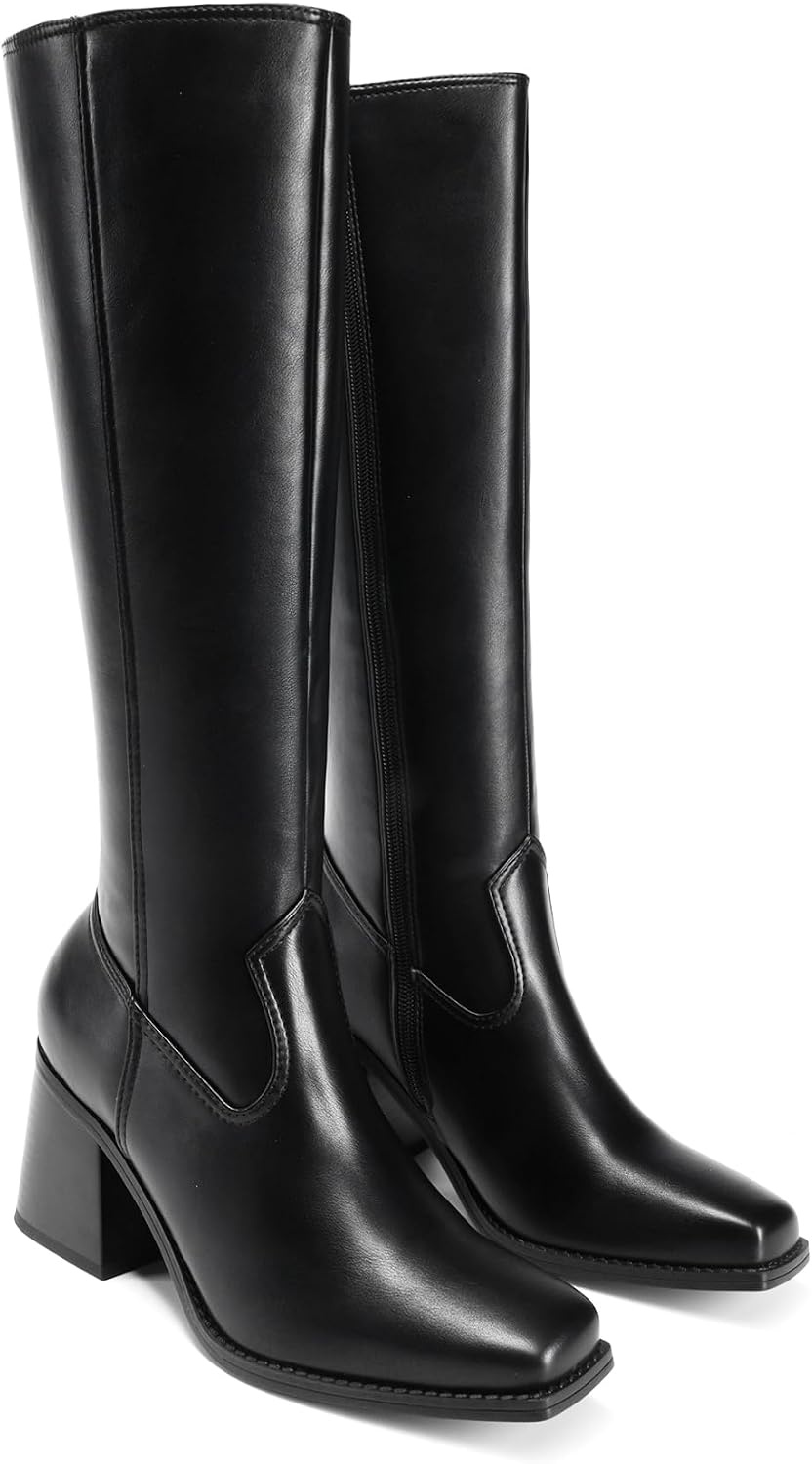 image:imageDREAM PAIRS Womens Knee High Block Heel Tall BootsBlack