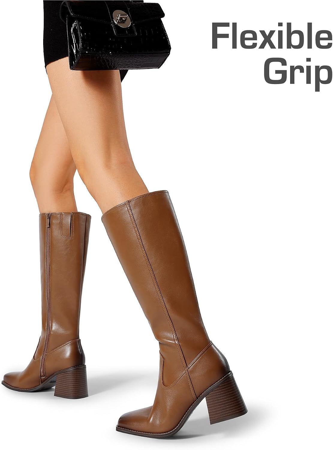 image:imageDREAM PAIRS Womens Knee High Block Heel Tall BootsBrown